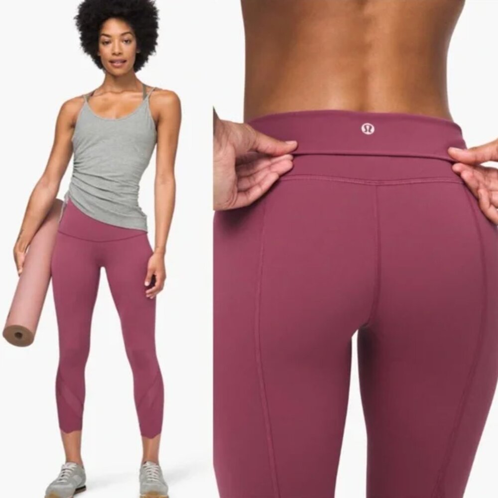 Lululemon Wunder Under Crop High Rise *Roll Down Scallop Full-On Luxtreme Sz 6